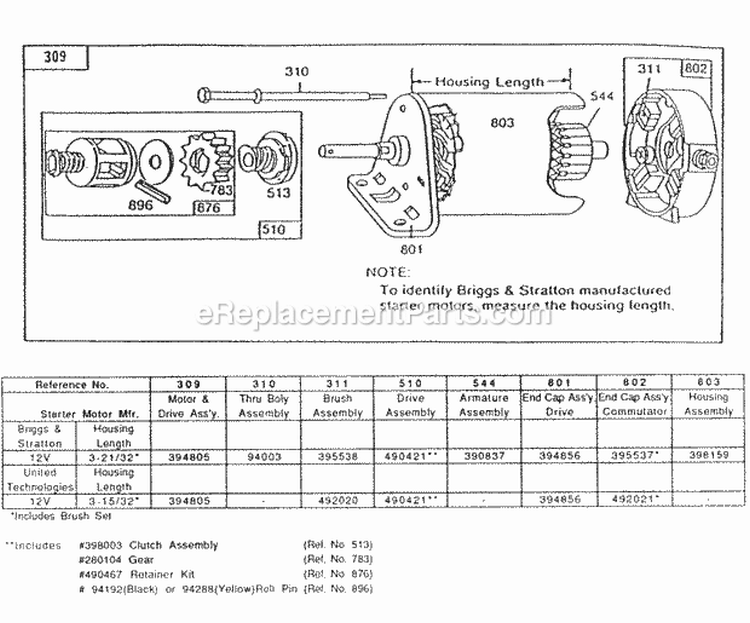Electric Starter And Chart Diagram and Parts List for 195432-0830-99  Briggs and Stratton Engine